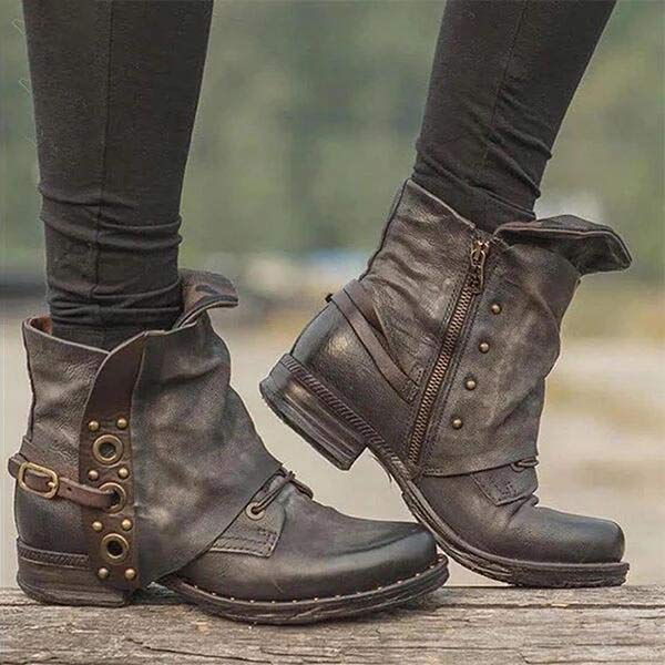 Bottines Chic à Talon avec Fermeture Éclair Côté