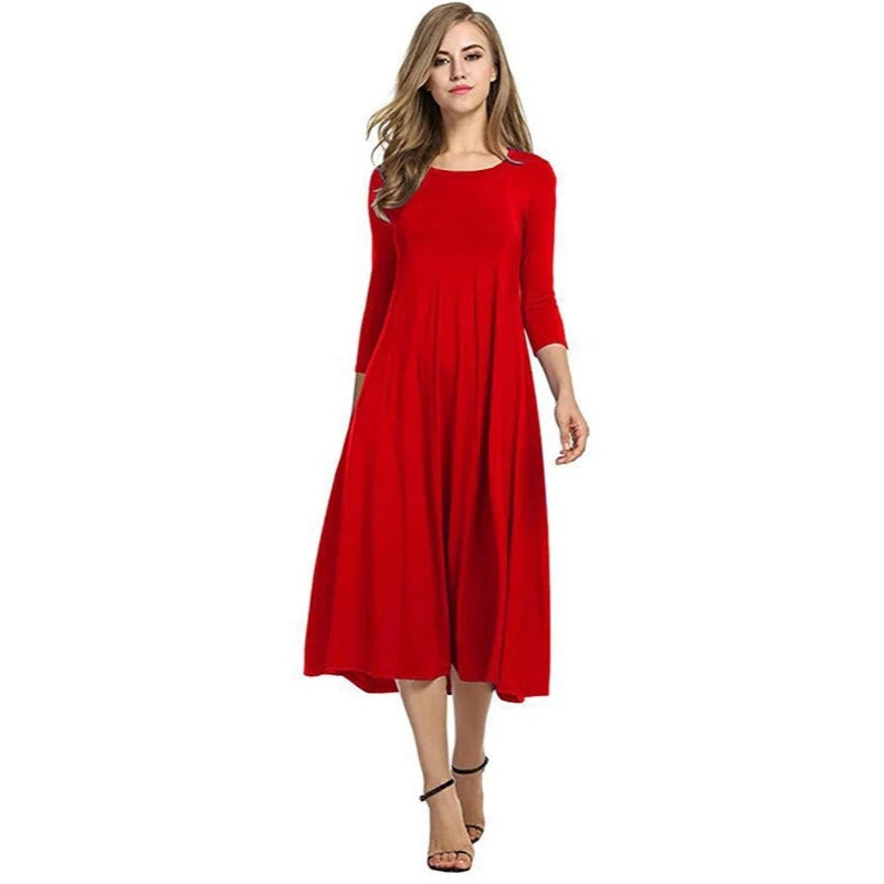 Robe Femme Élégante Mi-Longue Taille Parfaite