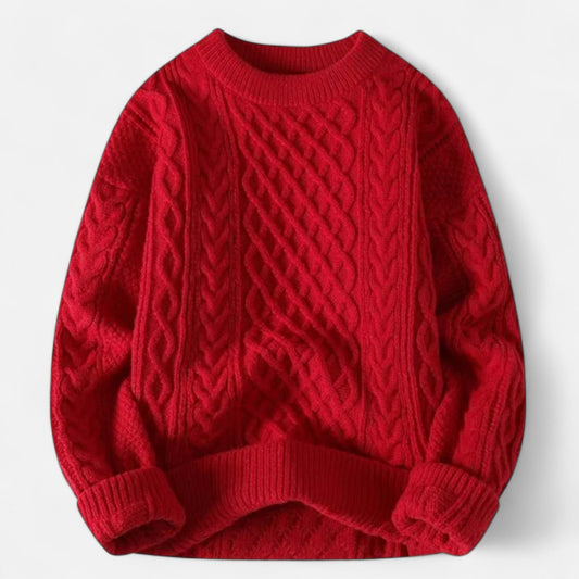 Pull en Laine Rouge à Col Rond pour Homme → Pull Laine Écarlate Col Arrondi Homme - LuxeStyle