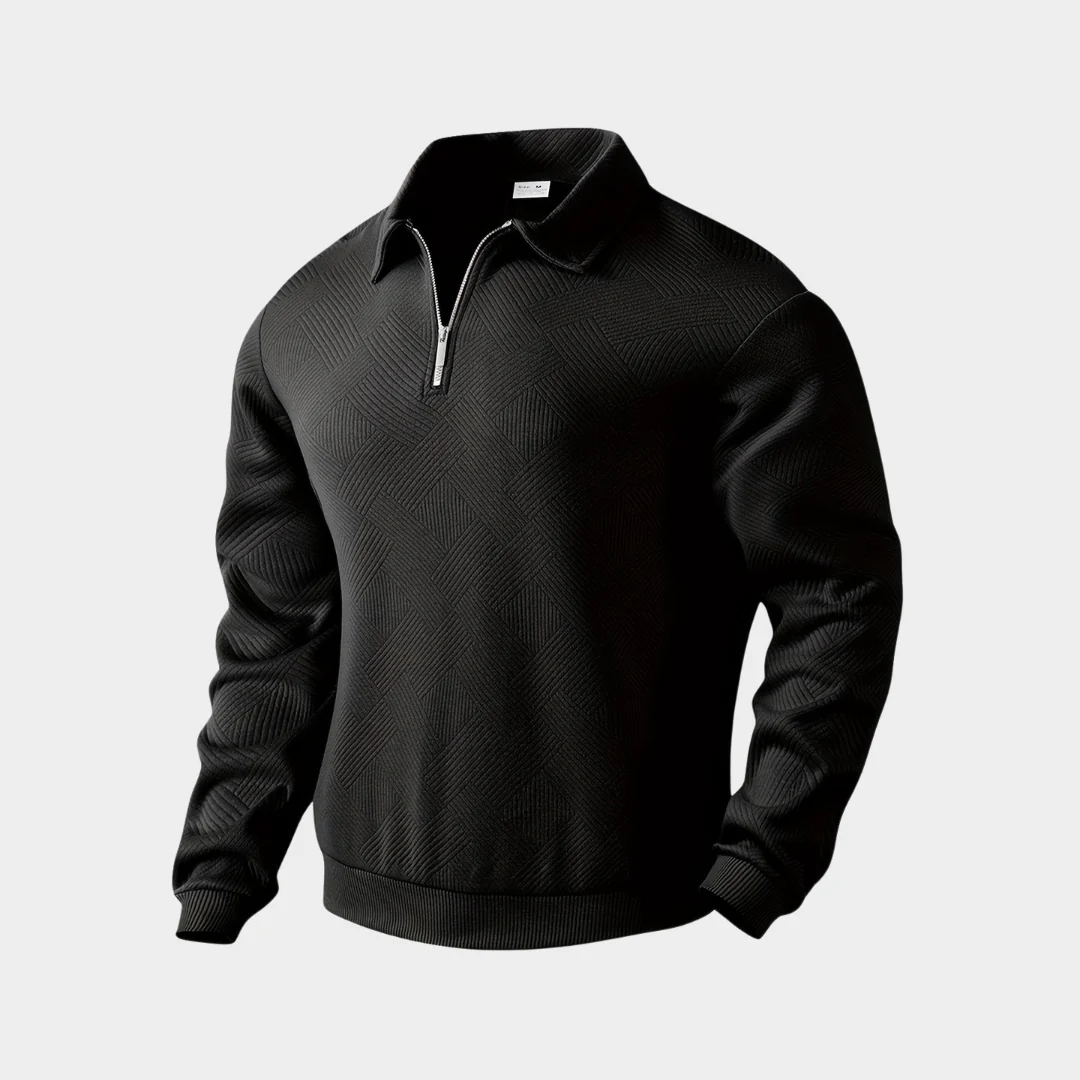 Sweat à Carreaux Douillet avec Fermeture Éclair pour Homme