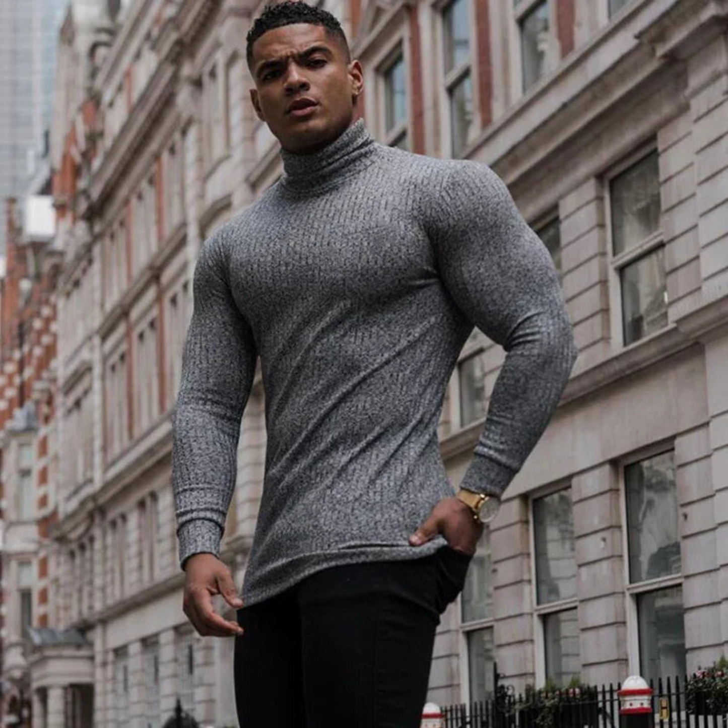 Pull à Col Roulé Classique Homme