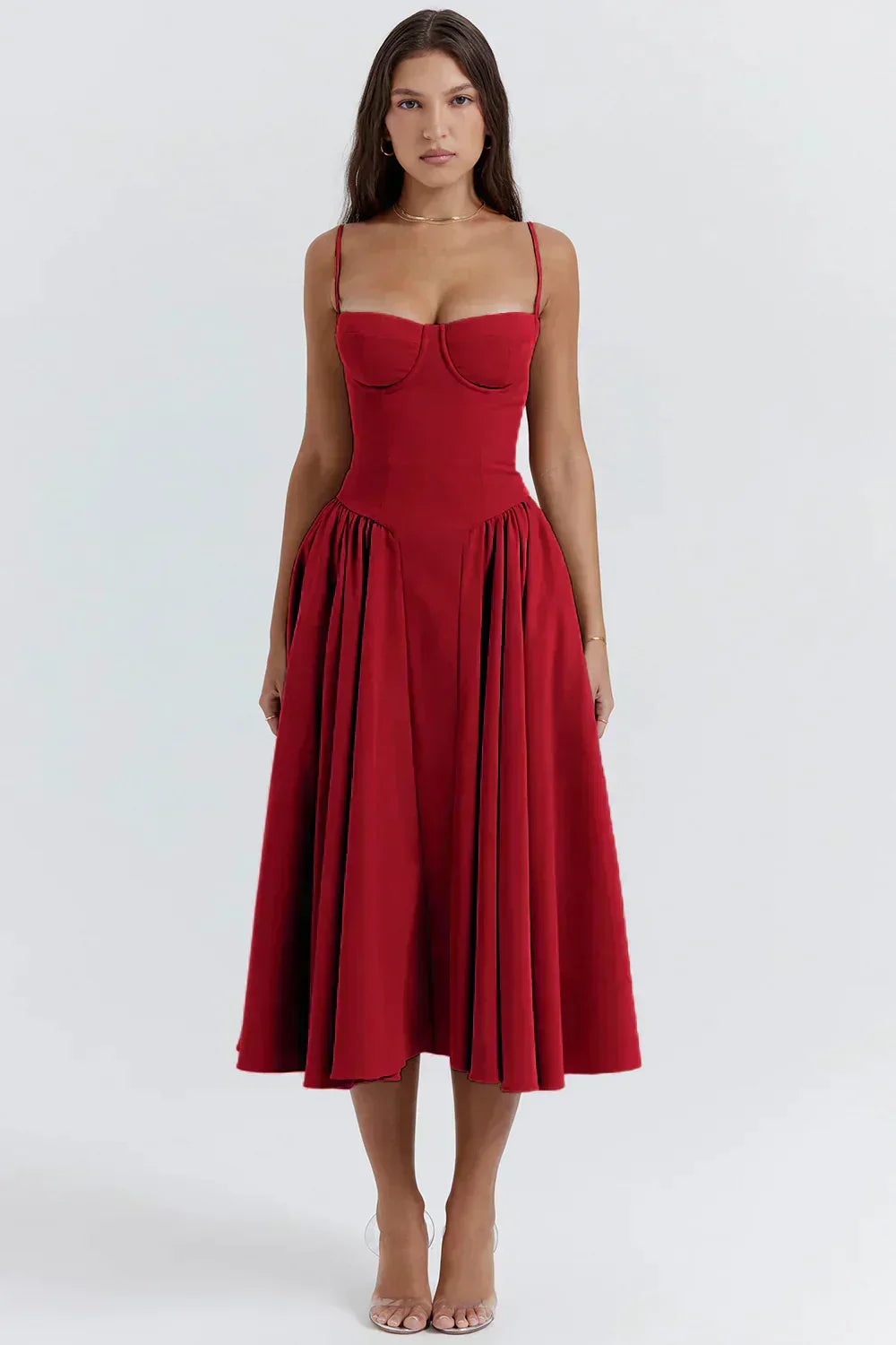 Robe de Cocktail Élégante Femme - Corset Séducteur avec Jupe Flottante