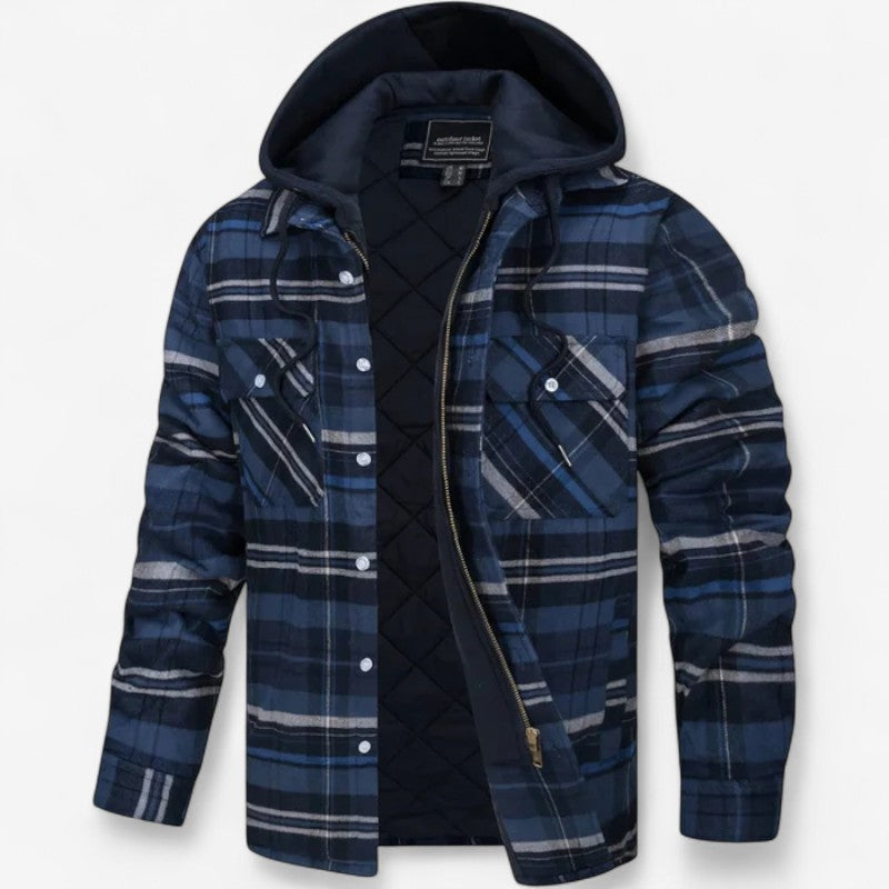 Veste en carreaux classique avec manches longues et poches pratiques