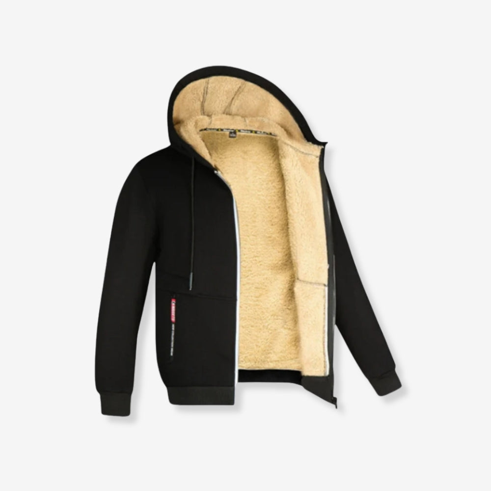 Sweat à capuche doublé polaire chaud avec manches longues et fermeture éclair