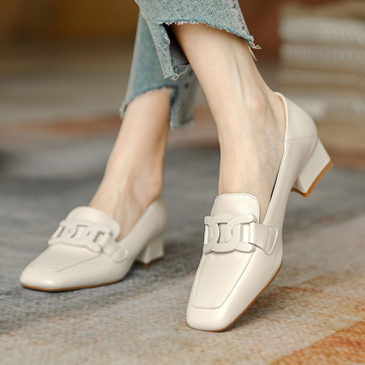 Mocassins Femmes Confortables - Chaussures en Cuir avec Talon Epais et Semelle Orthopédique - LuxeStyle