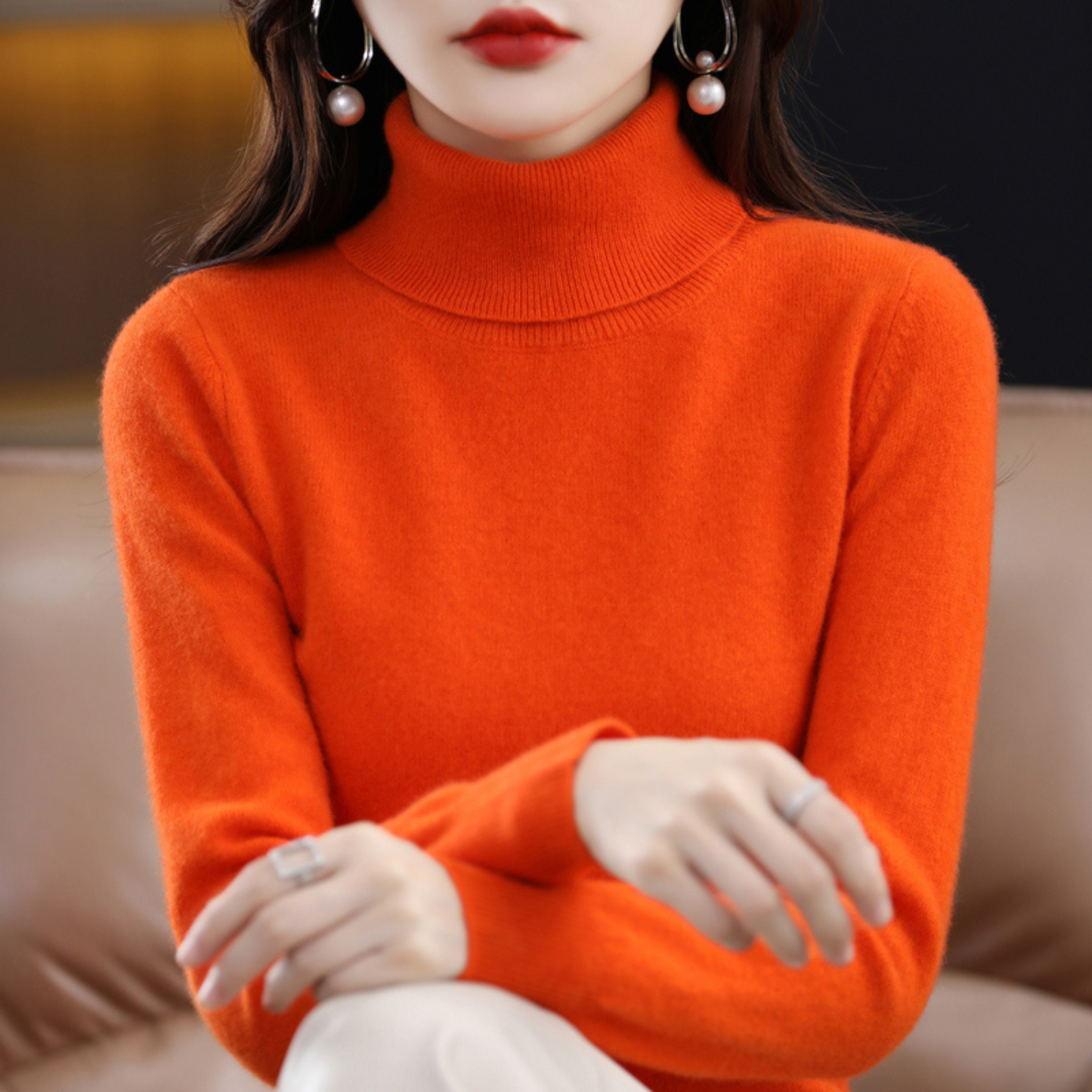 Pull Cachemire Doux pour Femme - Col Roulé Confortable et Léger