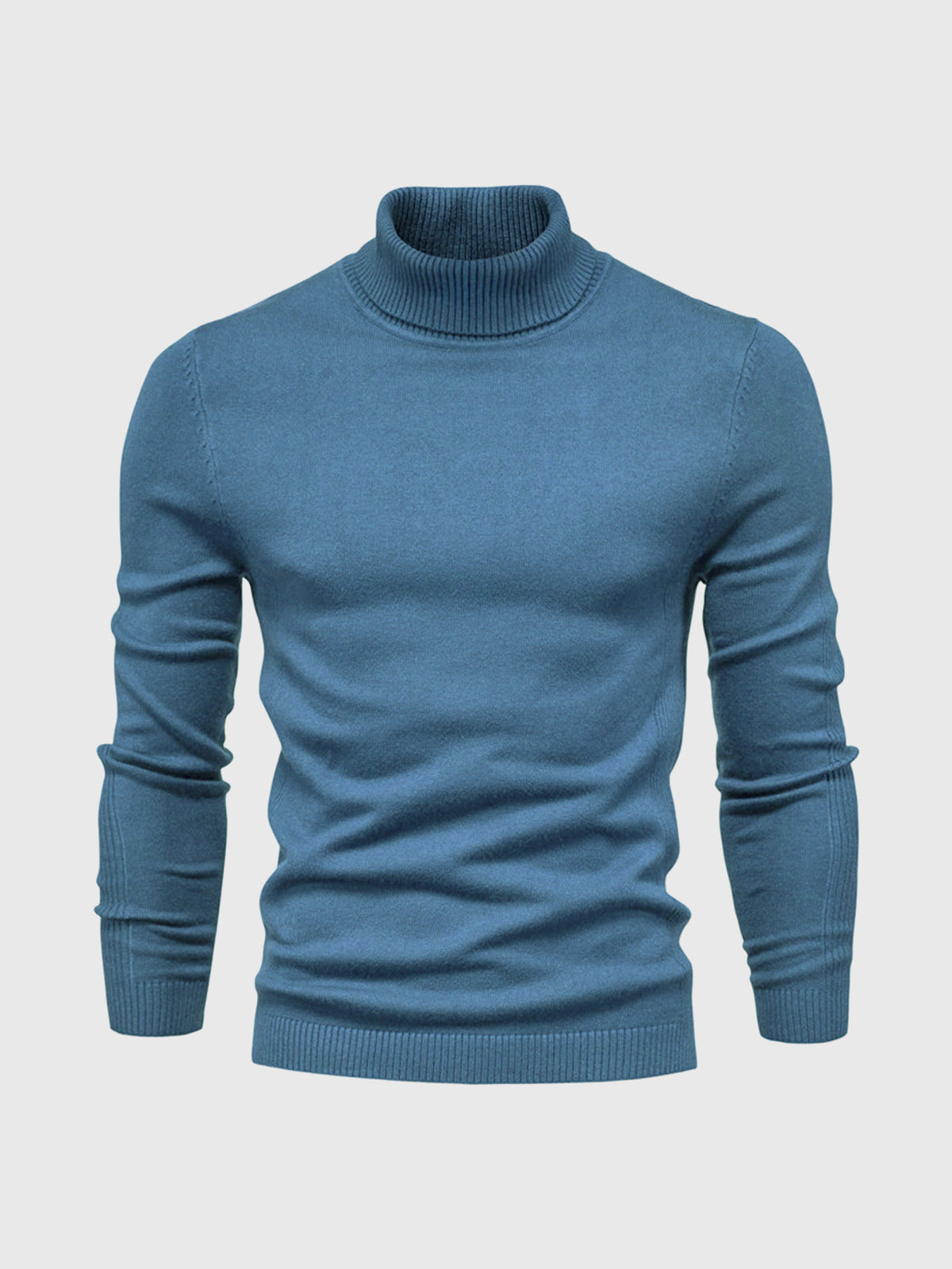 Pull Homme Blanc à Col Roulé Côtelé