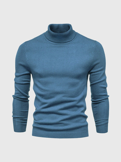 Pull Homme Blanc à Col Roulé Côtelé