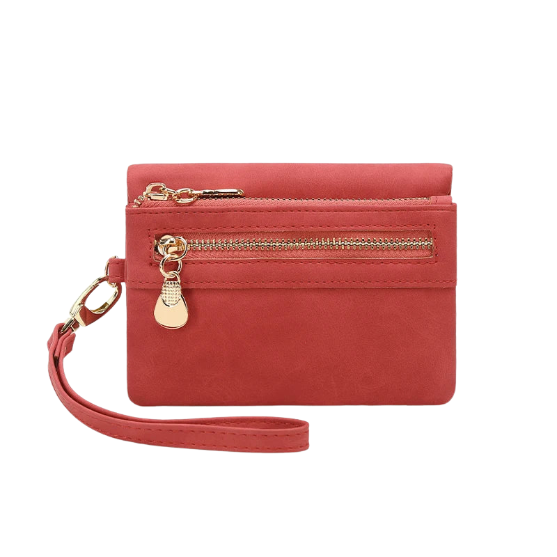 Porte-monnaie zippé femme avec poignée et compartiments latéraux