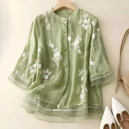 Chemisier Femme Élégant Fleuri Décontracté - LuxeStyle