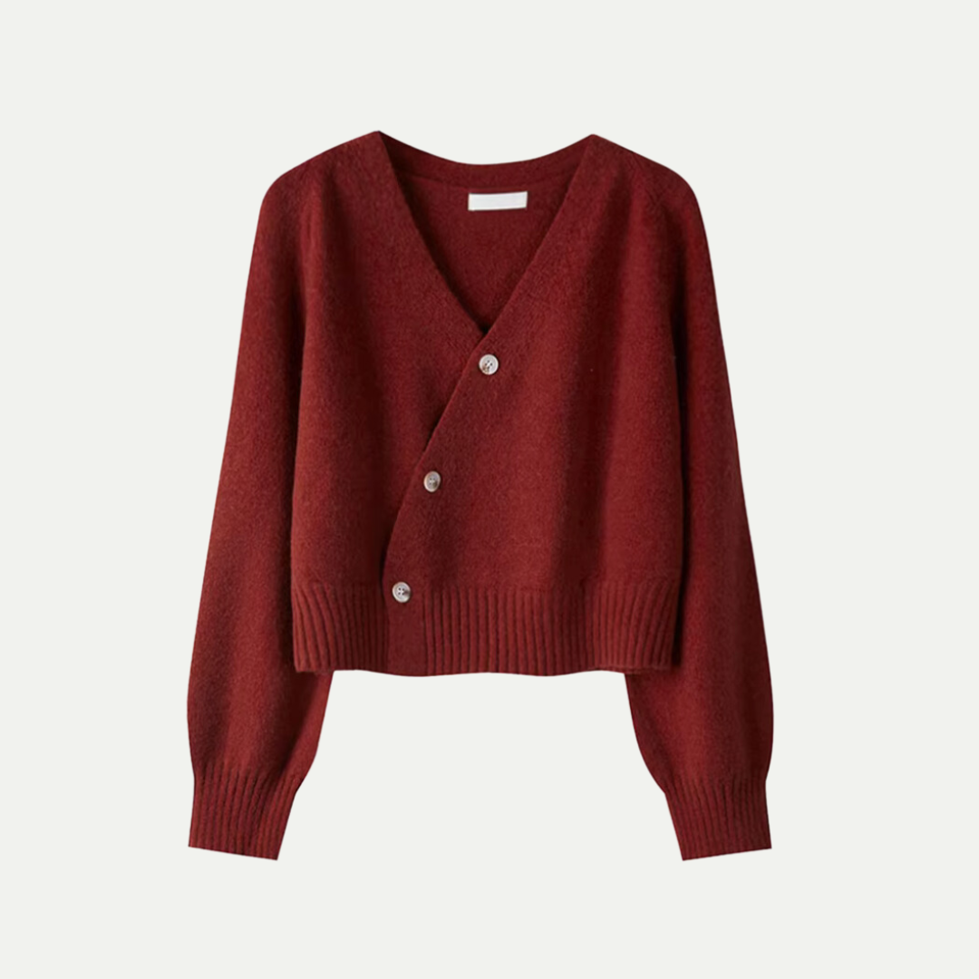 Cardigan Femme Élégant en Laine - Col en V Confortable et Court - LuxeStyle