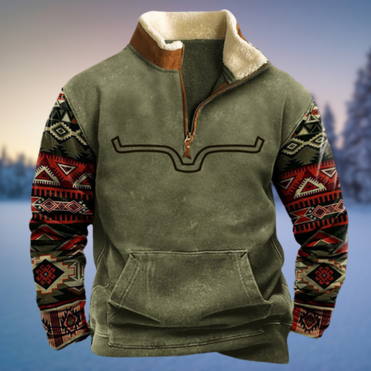 Sweat à capuche col zippe style tribale homme - LuxeStyle