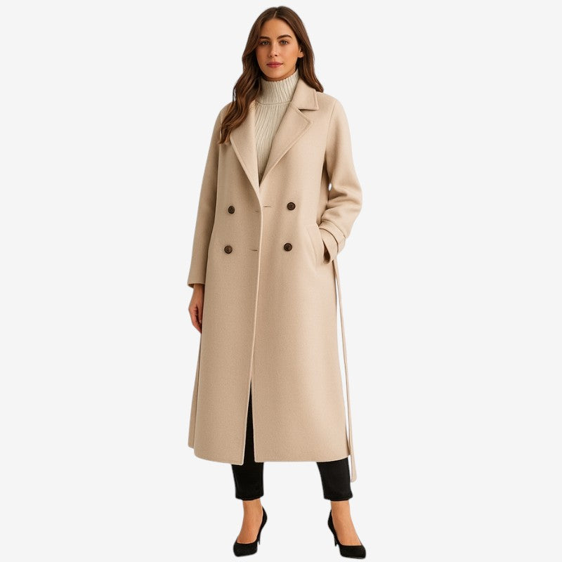 Manteau Femme Élégant à Ceinture et Poches - LuxeStyle