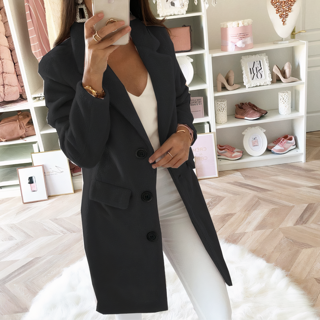 Manteau Femme Élégant Long Noir