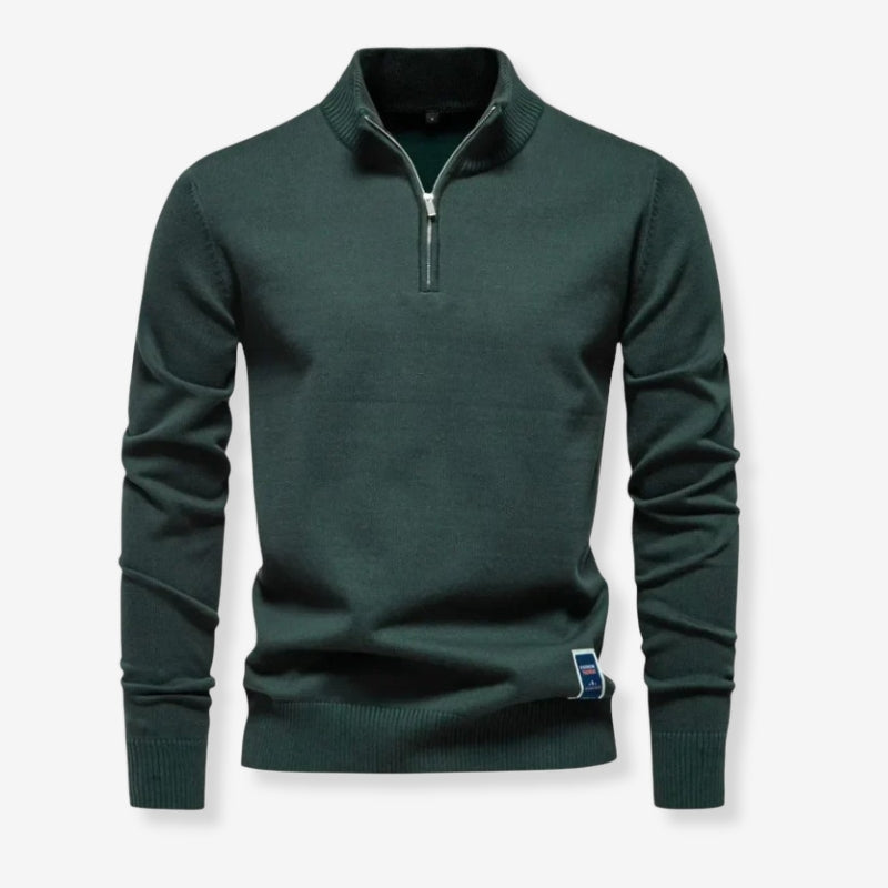 Pull Homme Élégant Manches Longues Col Zippé
