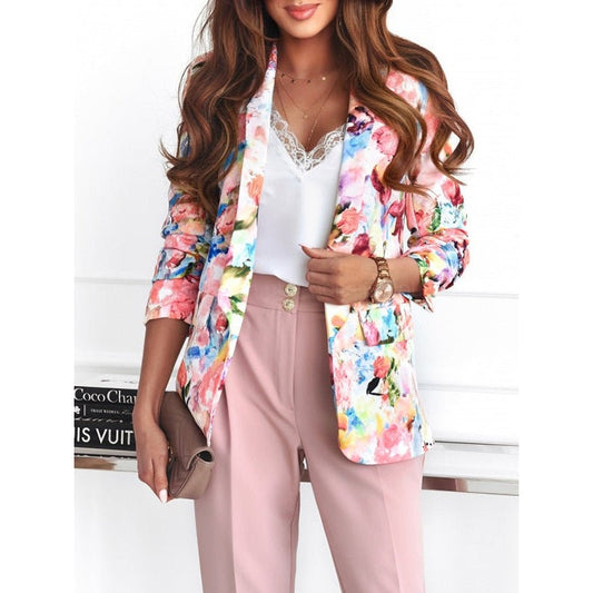 Blazer Chic Fleuri Décontracté pour Femme - LuxeStyle