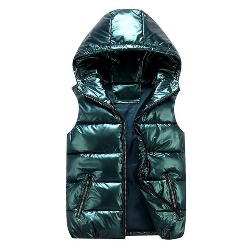 Veste sans manche tendance à capuche zippée