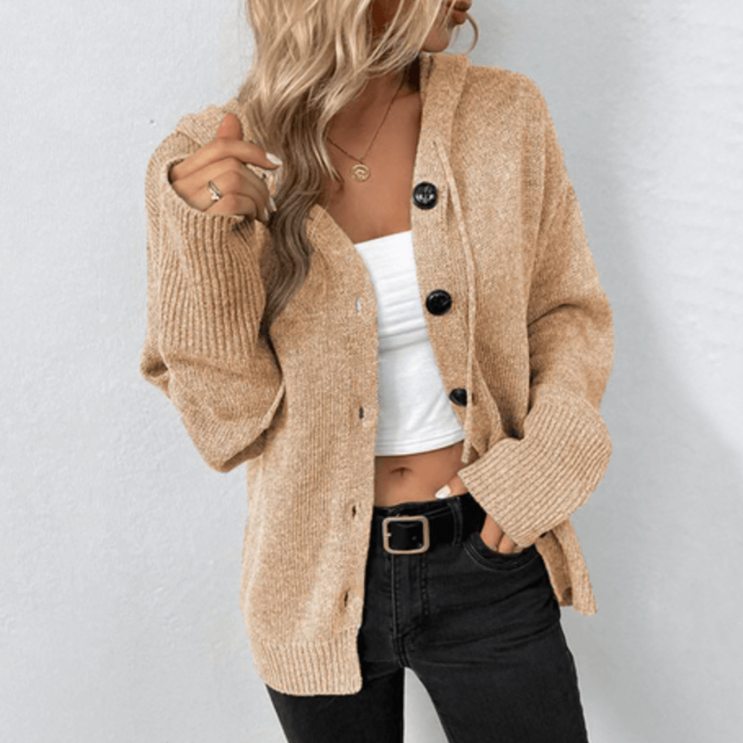Gilet femme douillet beige boutonné - LuxeStyle
