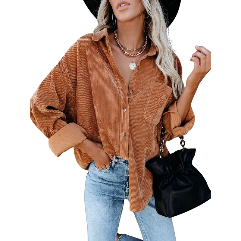 Surchemise Velours Doux Oversize avec Poche - LuxeStyle