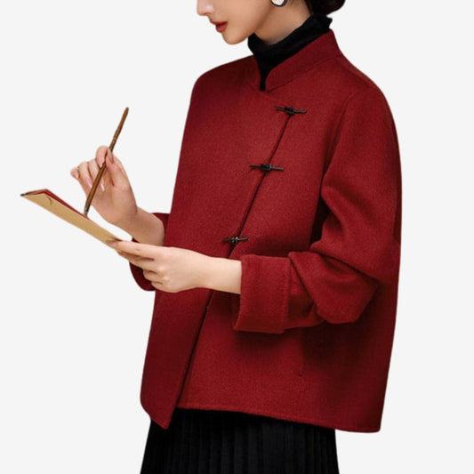 Veste Femme Col Montant Boutons Longues Manches - LuxeStyle