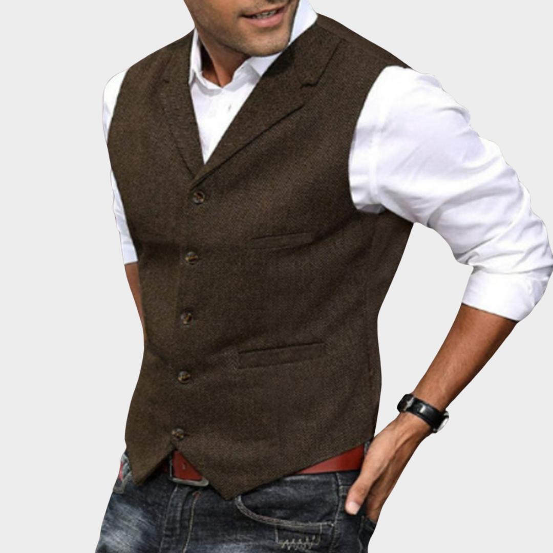 Gilet Homme Gris Mélangé, Style Casual
