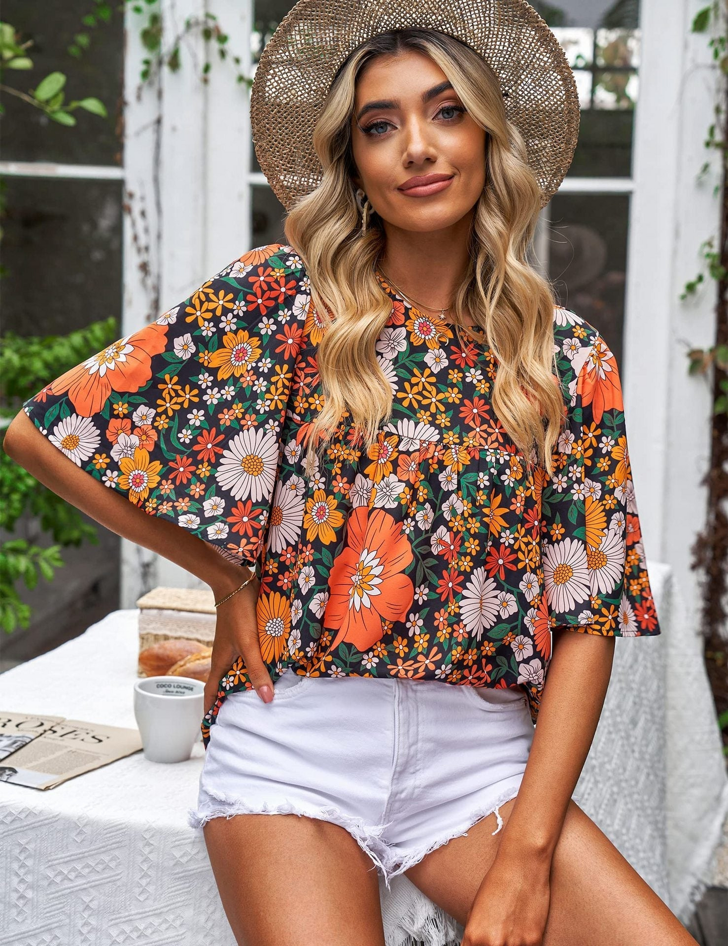 Chemisier Femme Fleurs Élégant