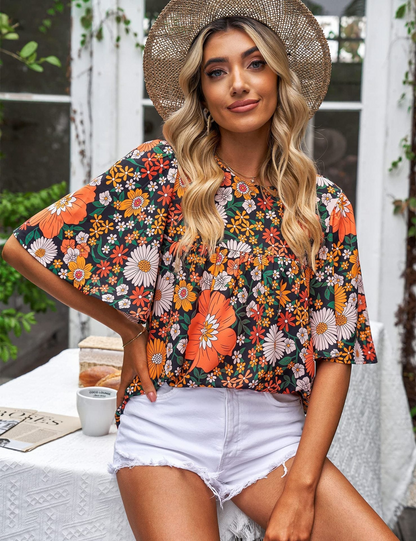 Chemisier Femme Fleurs Élégant