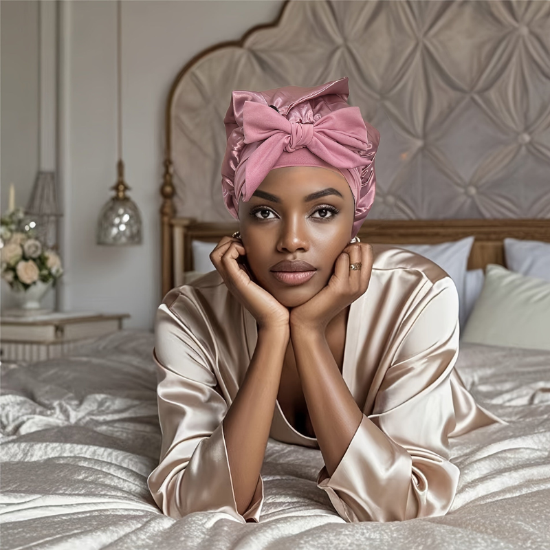 Bonnet de nuit doux en soie pour cheveux protégés