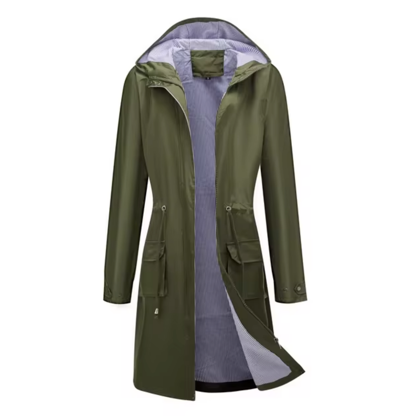Manteau Imperméable Femme – Veste Longue Élégante avec Capuche