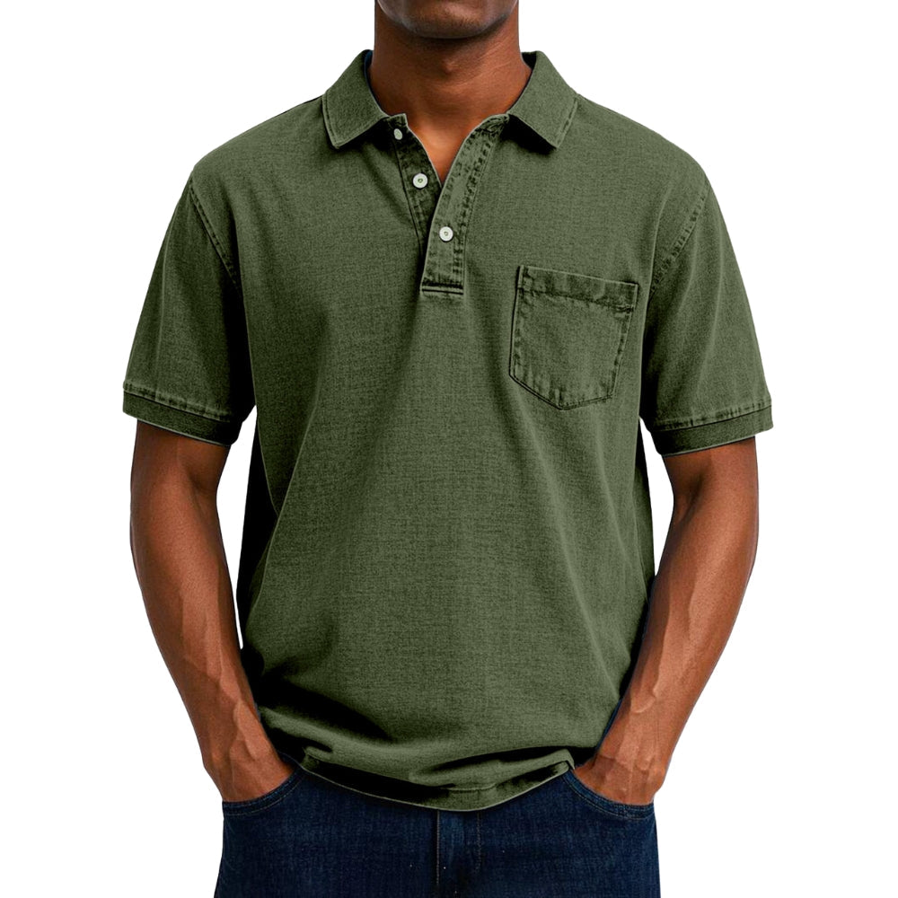 Chemise Homme Été à Manches Courtes avec Poche et Boutons
