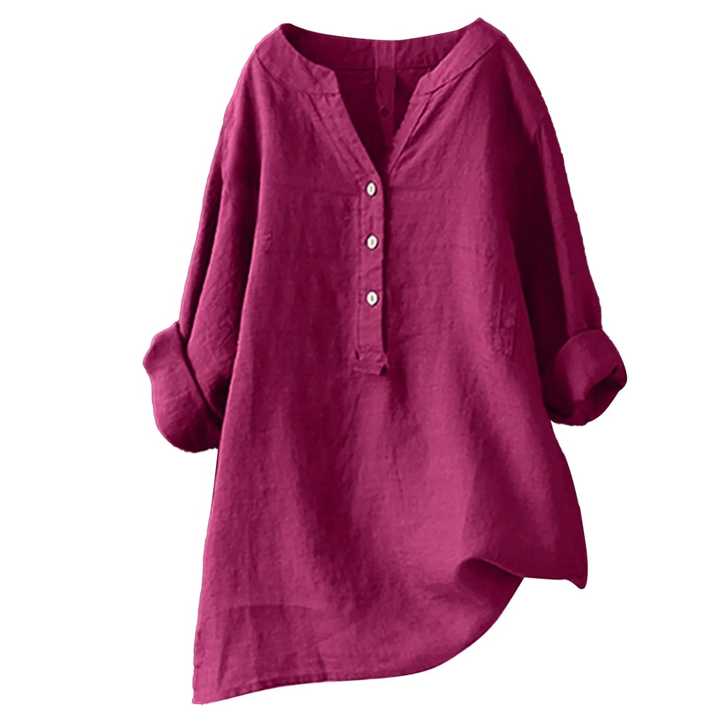 Blouse Femme Élégante - Tissu Doux et Aéré, Col Rouge Vibrant & Style Chic
