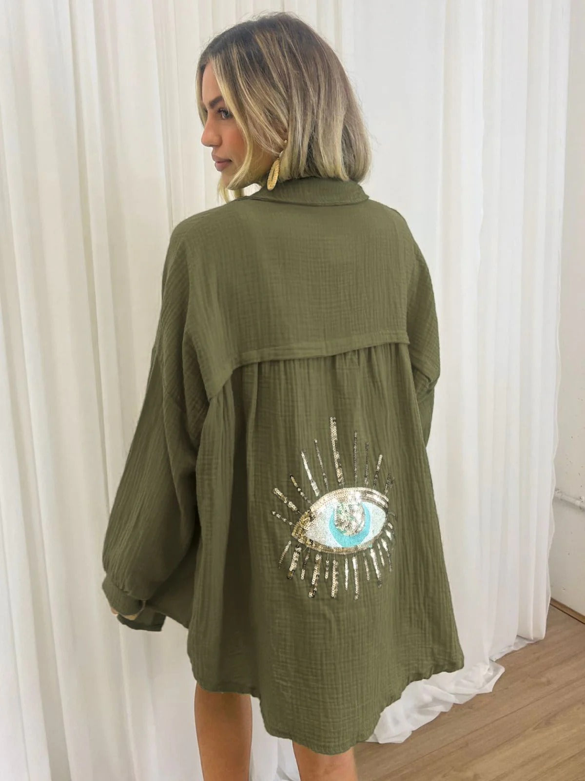 Kimono Femme Élégant Léger avec Broderie Colorée pour Été