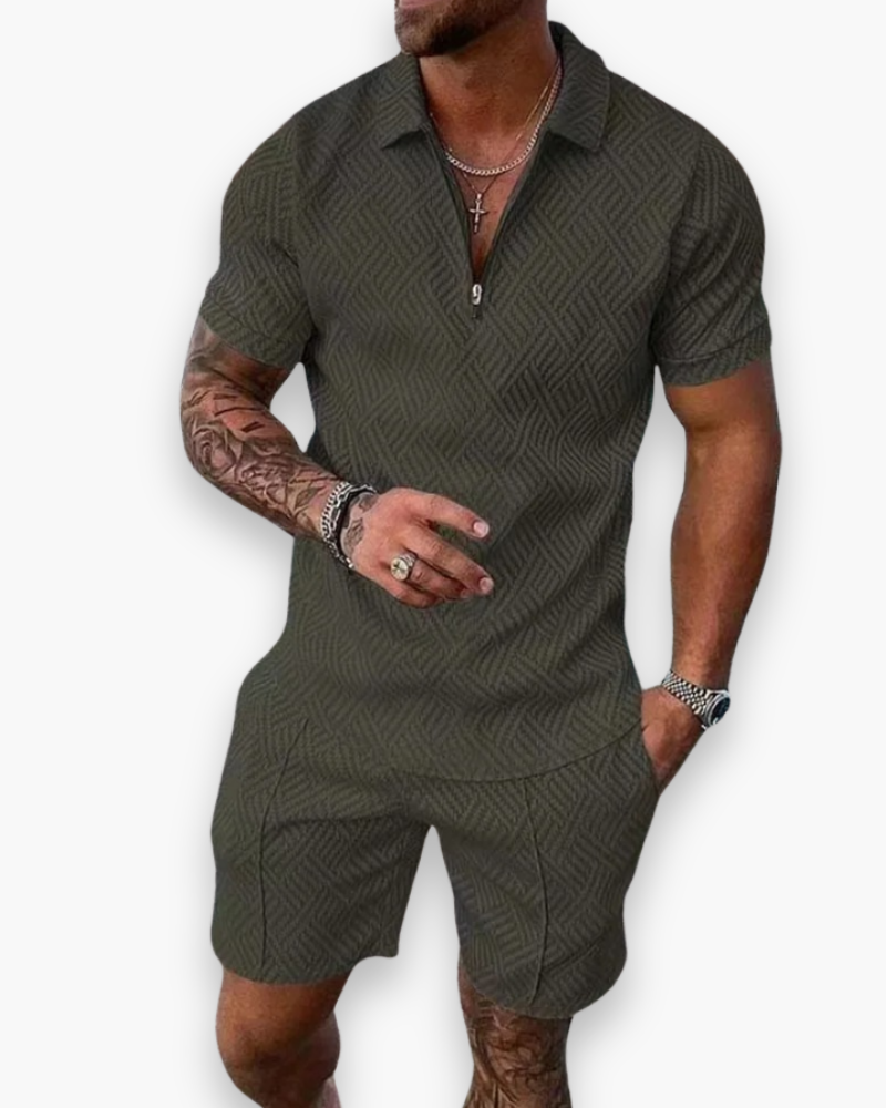 Tenue Homme Été Léger - Ensemble Polo et Short Décontracté