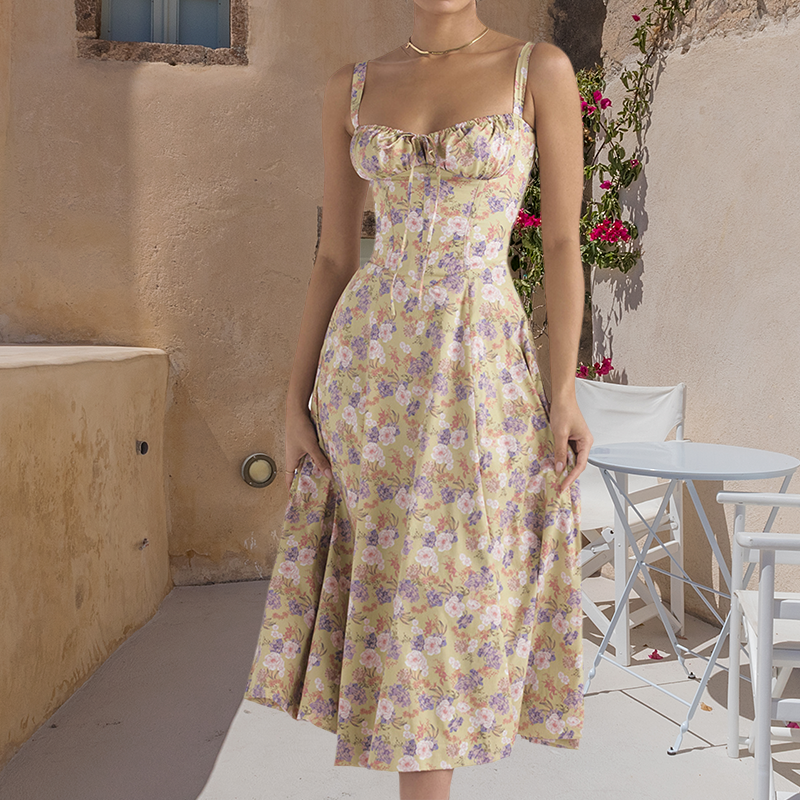 Dentella™ – Robe d'Été Femme Chic avec Détails en Dentelle et Fente Latérale