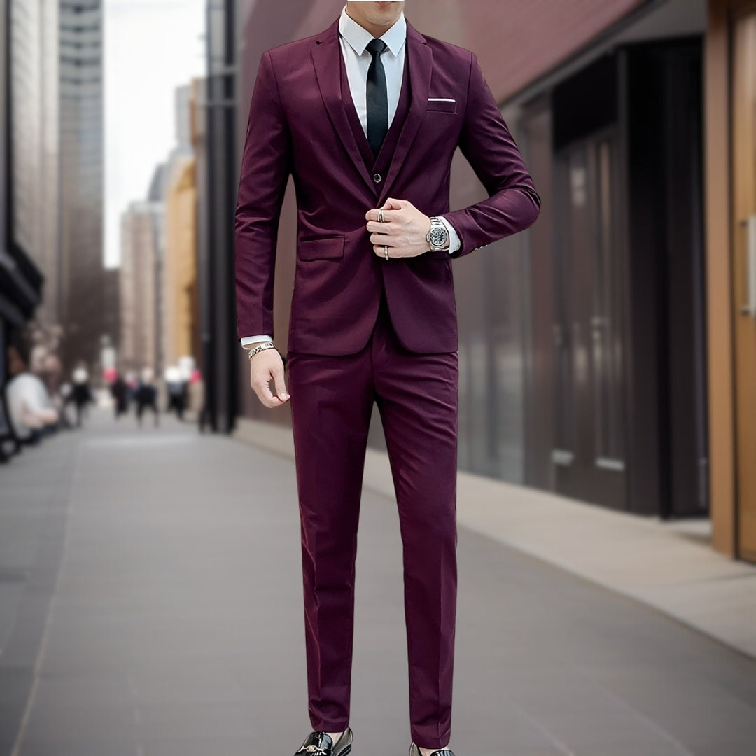 Costume Mariage Élégant Homme Trois Pièces | Boutons De Manchette Luxe