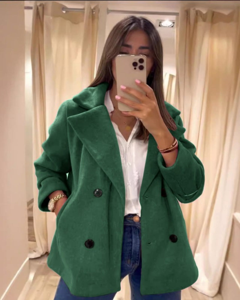 Manteau Femme Hiver Double Fermeture Col Montant
