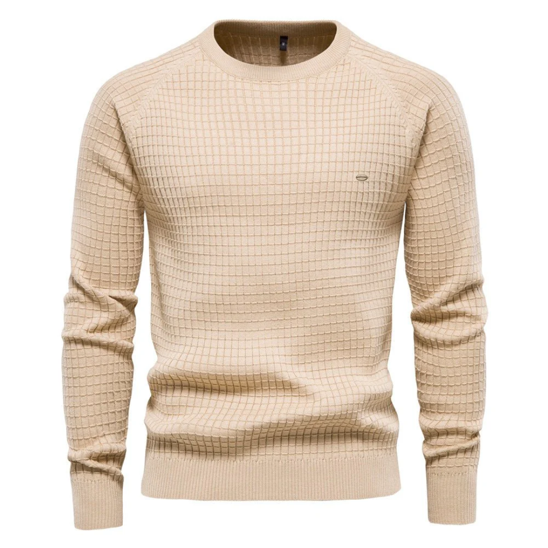 Pull Homme Marine à Col Rond Texture Élégante