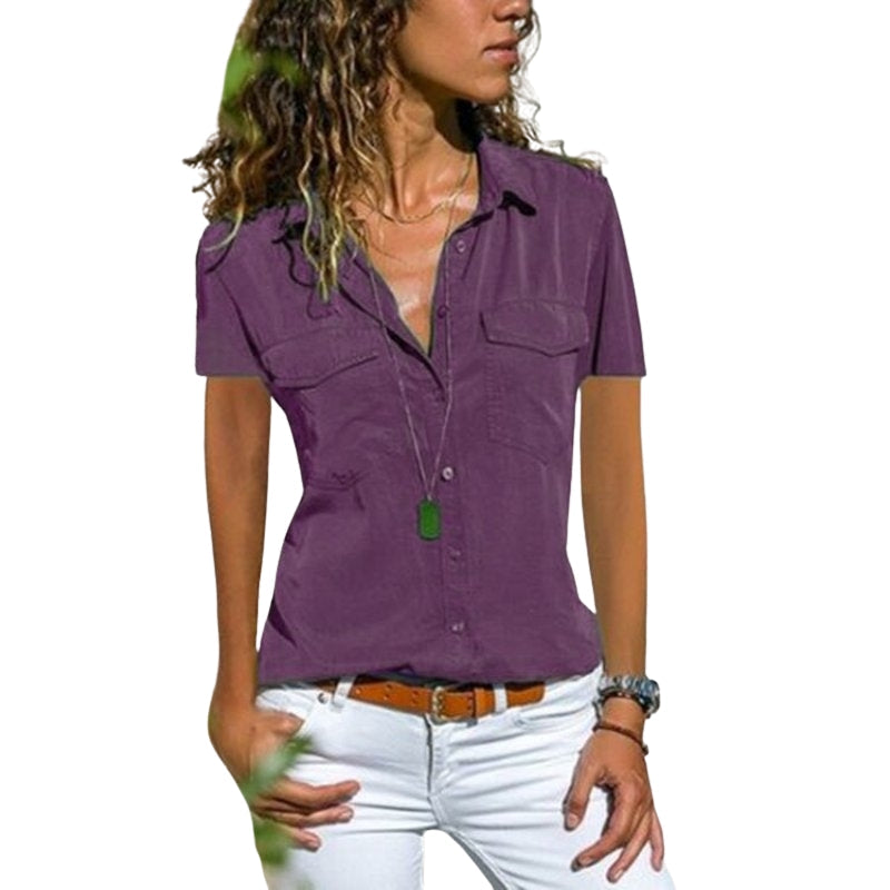 Chemise Femme Classique Été avec Poches