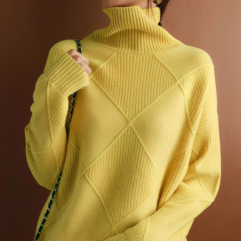 Pull à Col Roulé Femme Long et Confortable