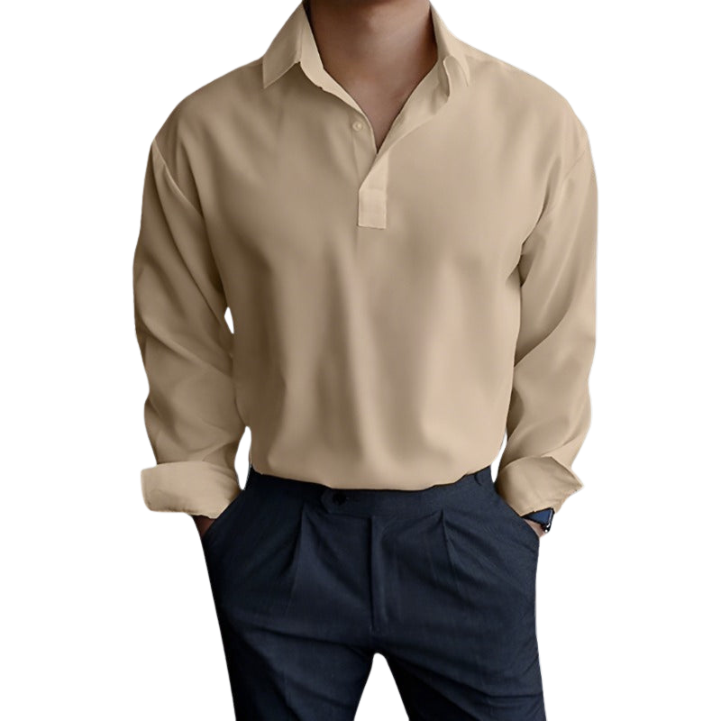 Polo Homme Hiver à Manches Longues avec Col Boutonné