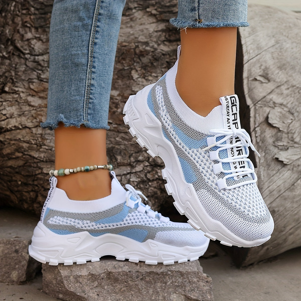 Baskets Femmes Blanc Gris Confortables
