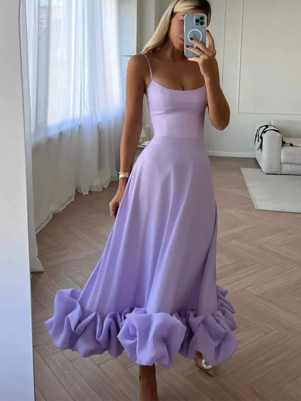 Volanira™ – Robe Midi Femme Élégante avec Volants Confortable et Chic