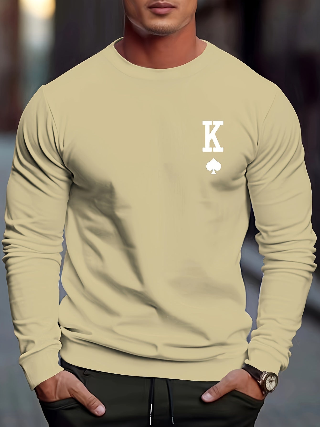 Sweat à Carreaux Élégant pour Homme avec Manches Longues