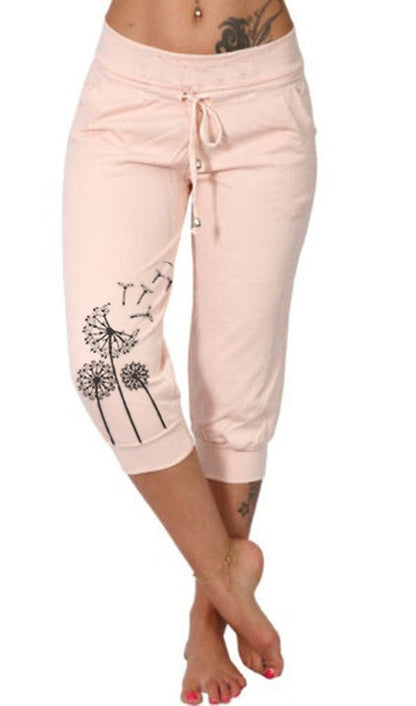 Pantalon de sport femme imprimé fleuri, 7/8, couleur vives