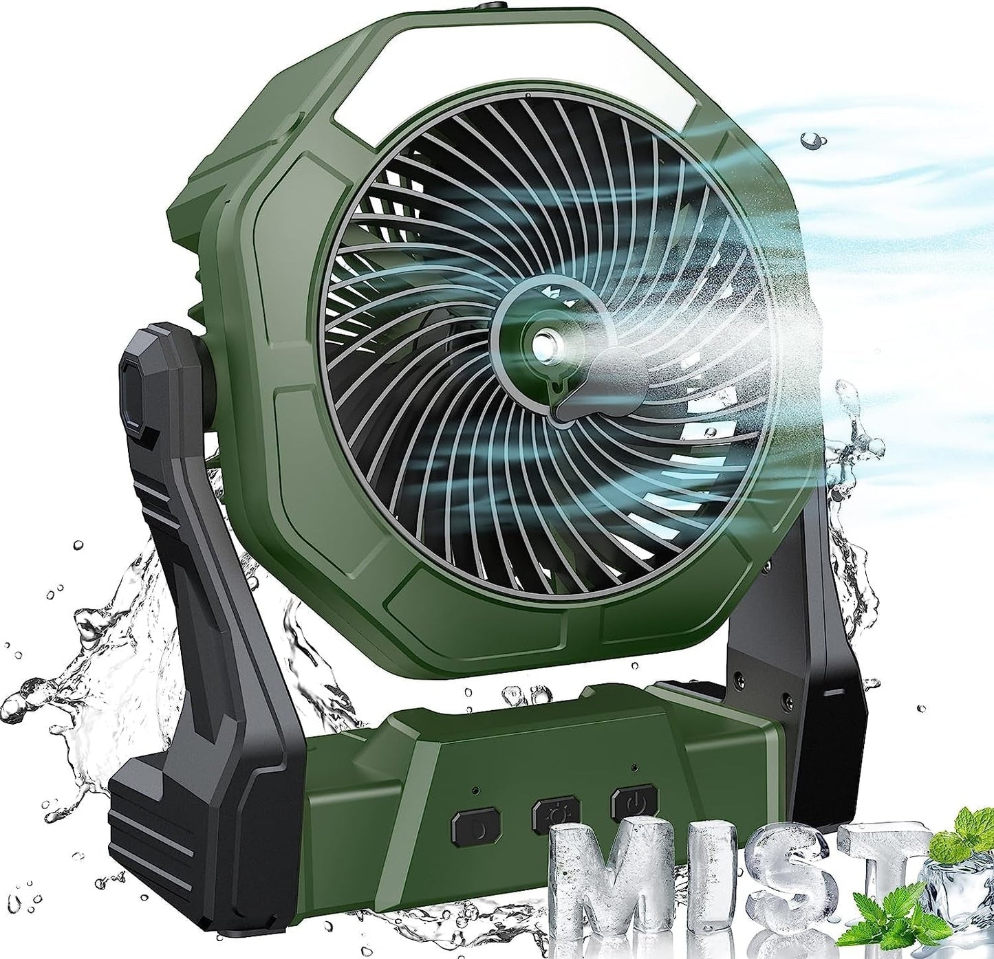 Ventilateur de Poche avec Pulvérisateur d'Eau Rechargeable Vert Écolo - LuxeStyle