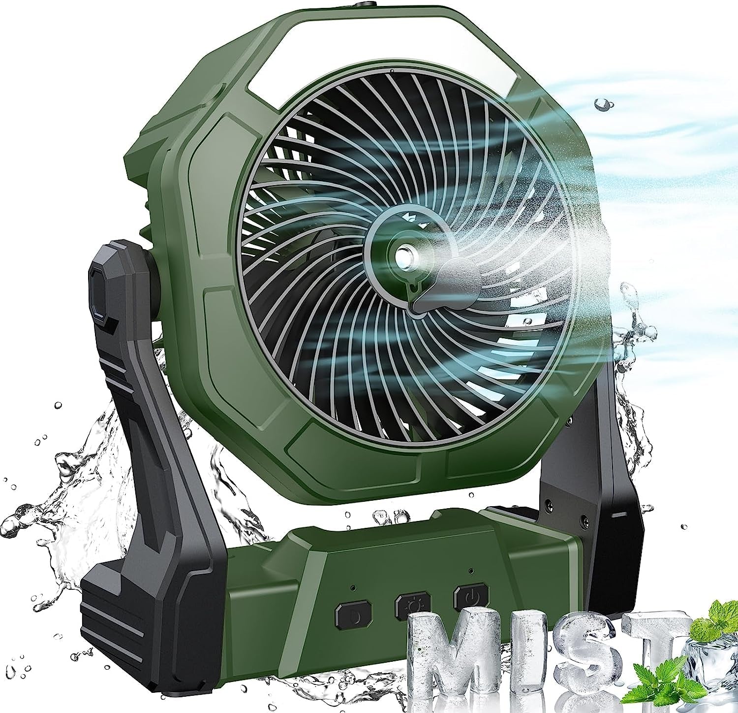 Ventilateur de Poche avec Pulvérisateur d'Eau Rechargeable Vert Écolo - LuxeStyle