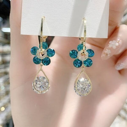 Boucles D'Oreilles Fleur en Cristal Élégantes pour Femme