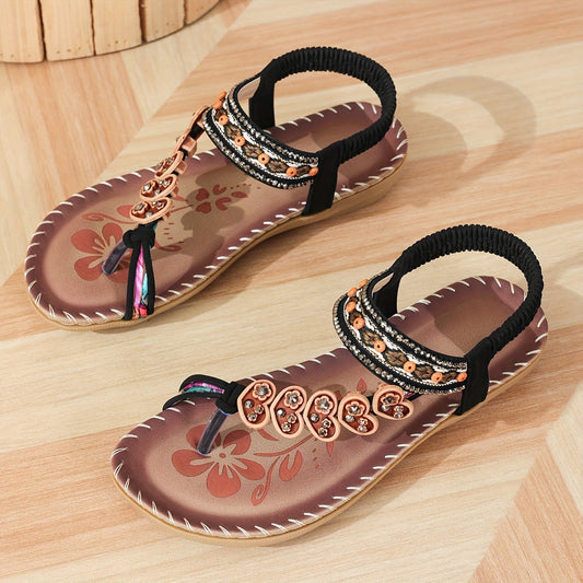 Sandales à lanières chic avec motif cœur romantique - LuxeStyle