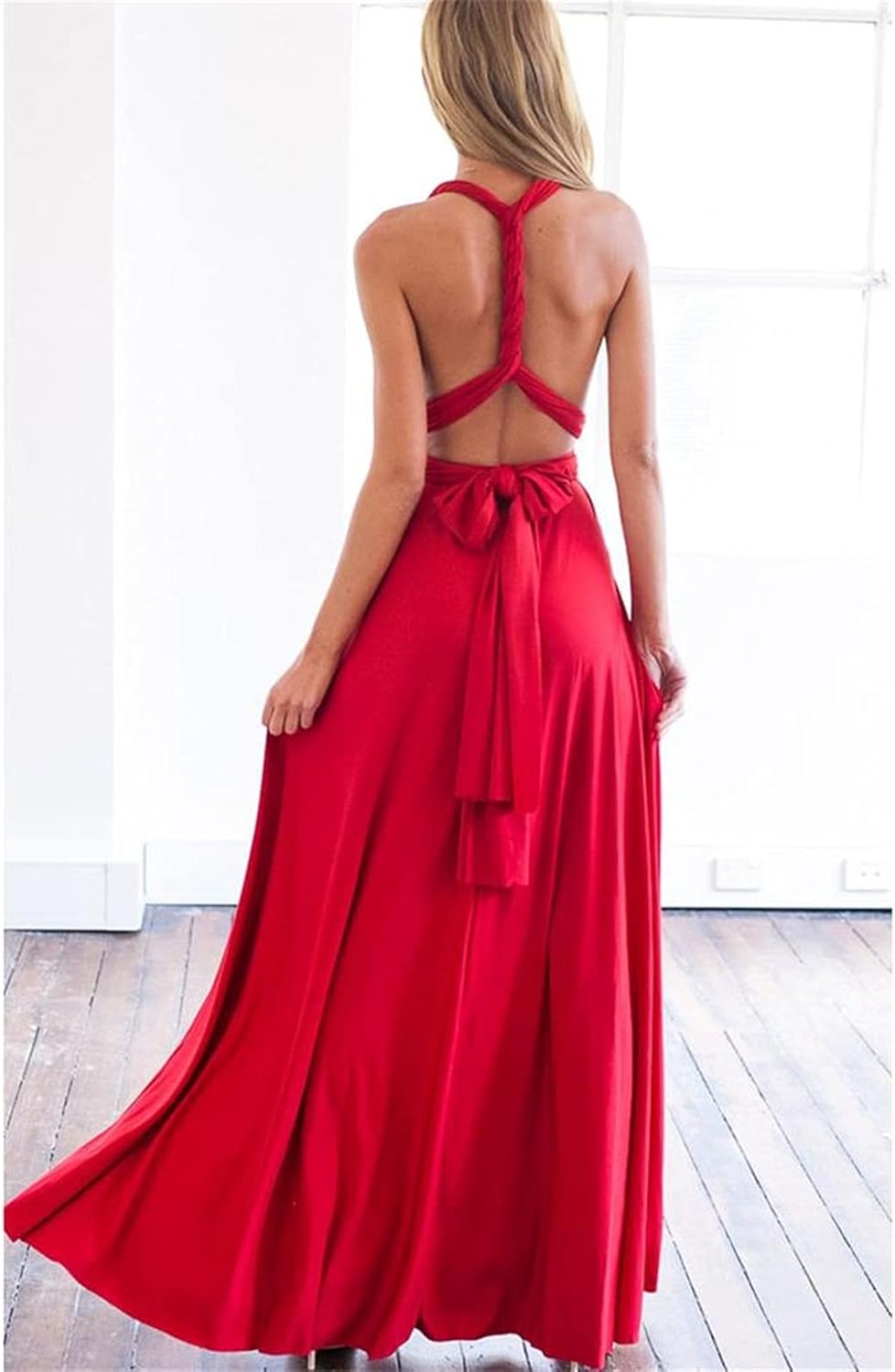 Robe Longue Femme Col en V Élégante