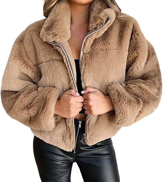 Veste Polaire Femme Hiver - Manteau Douillet Col Montant & Coupe Élégante Zippé - LuxeStyle